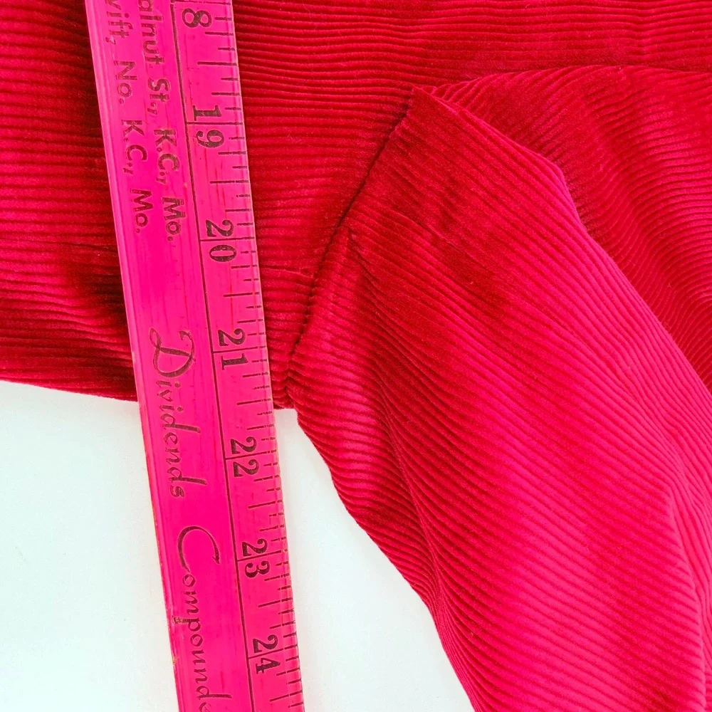 Saddlebred Mens 40R Red Corduroy Blazer Two Button Gingham Lined Sport Coat